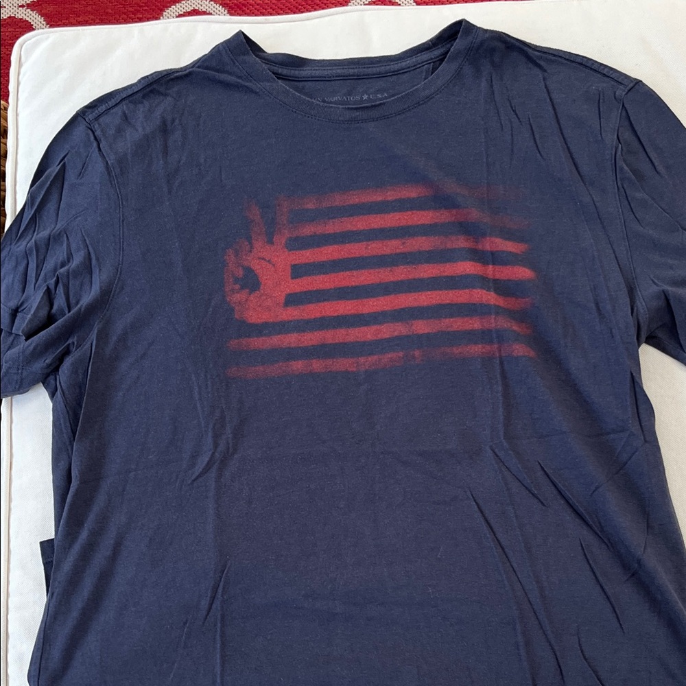 John Varvatos Dark Blue T-Shirt with Red Graphic